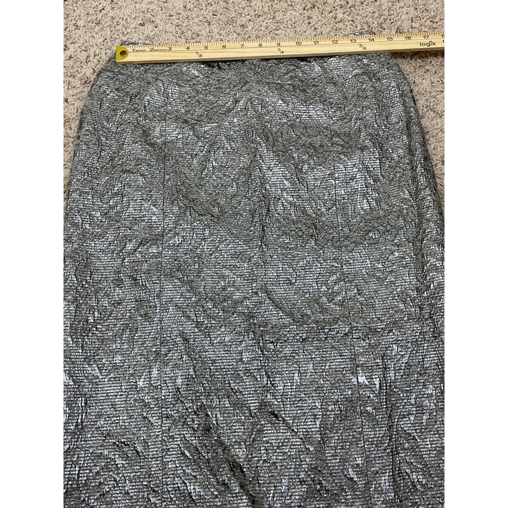 Lafayette 148 Pencil Skirt Womens 6 Silver Textured Shimmer Alpaca‎ Wool Lined - Picture 8 of 11